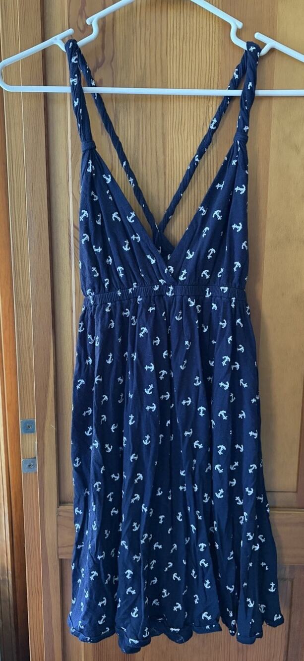 Xhilaration Women's Blue and White Anchor Print Dress Size M
